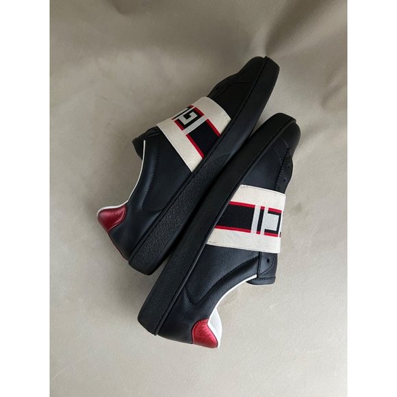 GUCCI ACE MENS BLACK LEATHER SNEAKER 5.5 - Picture 7 of 11